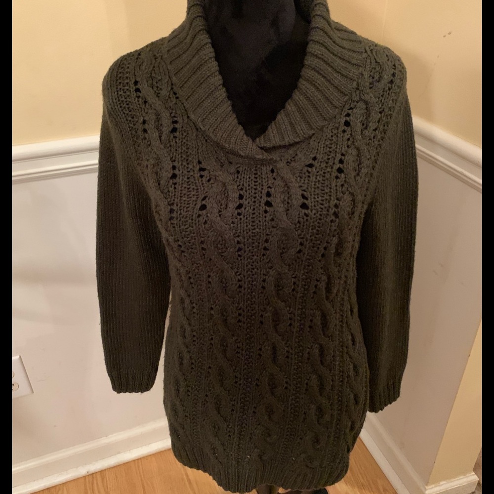 Coldwater Creek Olive shawl collar sweater